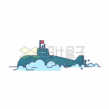 在海面航行的绿色卡通潜水艇8327530png图片免抠素材