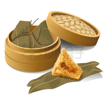 打开的蒸笼中的美味肉粽子传统美食3764078矢量图片免抠素材