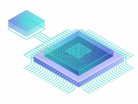 蓝色科技风格CPU处理器芯片电路2040042矢量图片免抠素材