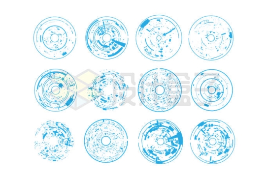 12款蓝色科幻科技风格圆环圆形装饰7054690矢量图片免抠素材