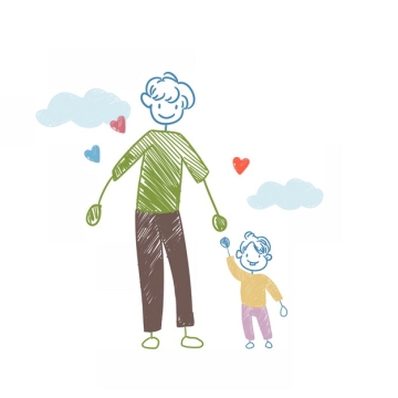 爸爸牵着孩子的手儿童彩绘涂鸦插画499031png图片素材