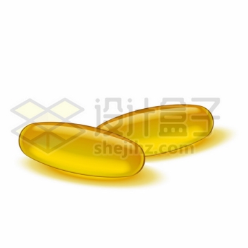 两颗金黄色的深海鱼油406381png图片素材