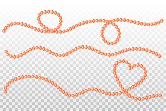 橙色珍珠串联的珍珠项链线条图片免抠矢量素材