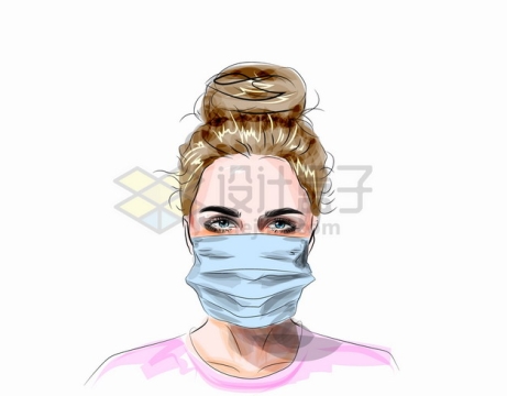  Painted illustrations of beautiful women wearing masks png picture material