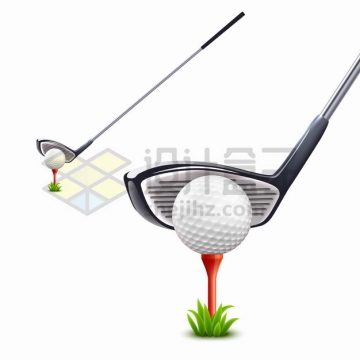 高尔夫球杆正在准备击打球座上的高尔夫球体育运动png图片素材