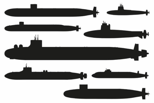 八款核动力潜艇剪影6081093EPS图片免抠素材