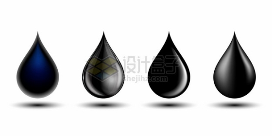 4款黑色油滴液滴水滴形状256466png图片素材