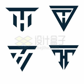 4款大写字母T三角形logo图案设计方案1674790矢量图片免抠素材免费下载