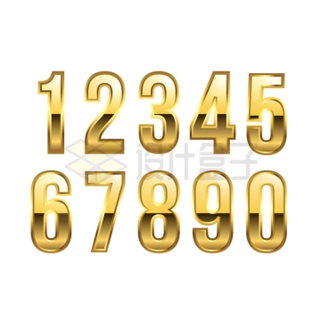 金色金属光泽风格数字字体艺术字1912123矢量图片免抠素材