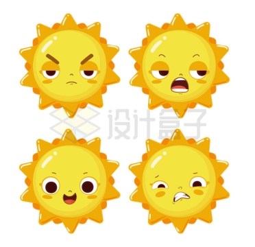 4个可爱的卡通太阳表情包9149661矢量图片免抠素材