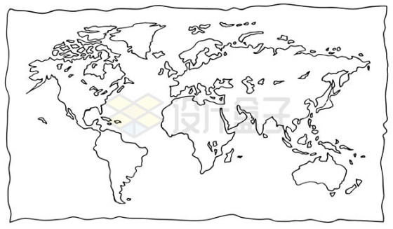 手绘风格线条世界地图6235239矢量图片免抠素材