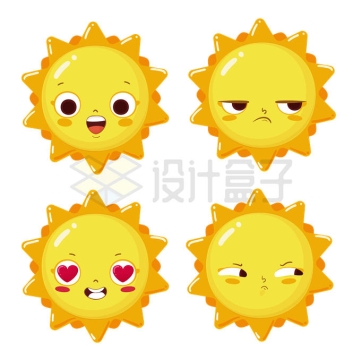 4个可爱的卡通太阳表情包4448334矢量图片免抠素材
