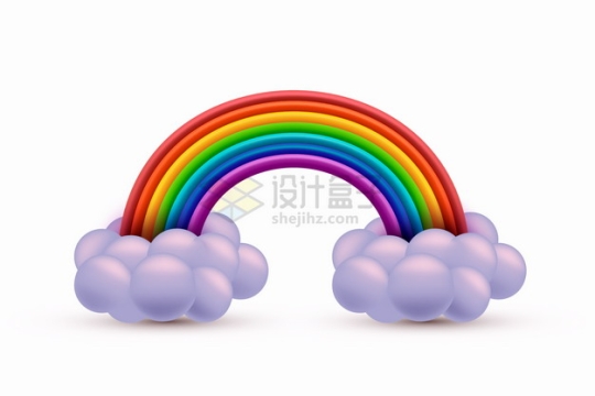 3D立体云朵和七彩虹6348955png图片素材