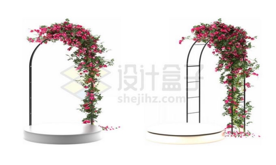 两个鲜花装饰的花架拱形门8518357图片免抠素材