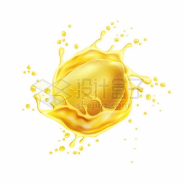 黄柠檬和飞溅的黄色果汁效果创意广告制作1531270矢量图片免抠素材
