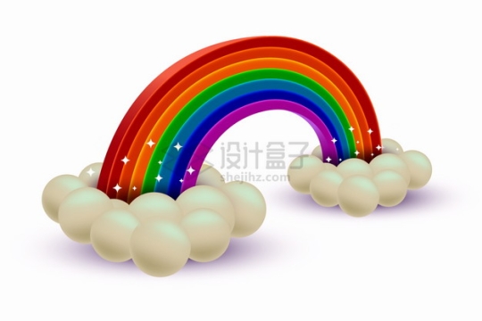 3D立体云朵和七彩虹8753402png图片素材