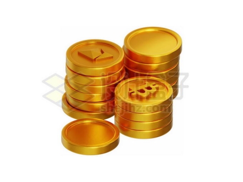 一大堆黄金比特币以太币金币3D模型5852866PSD免抠图片素材