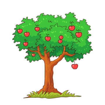 卡通苹果树上结出的红色苹果6031235矢量图片免抠素材