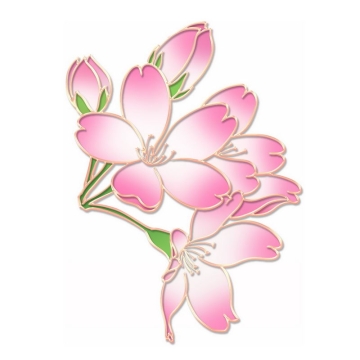 中国风金丝包边风格粉色绿色盛开的桃花6445999图片免抠素材