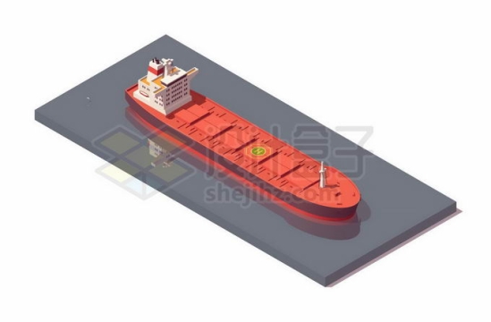 2.5D风格红色超级油轮海上石油运输船4784307矢量图片免抠素材