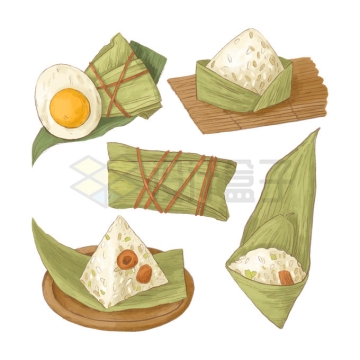 各种咸蛋黄粽子端午节美味美食彩绘插画5303373矢量图片免抠素材
