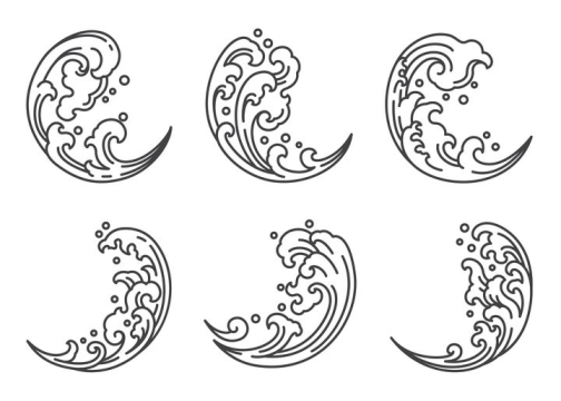  6 types of Chinese traditional wave wave line pattern pictures free of cutting vector picture materials