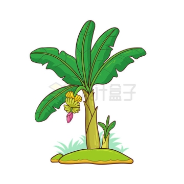 卡通香蕉树上长出一串香蕉8740041矢量图片免抠素材