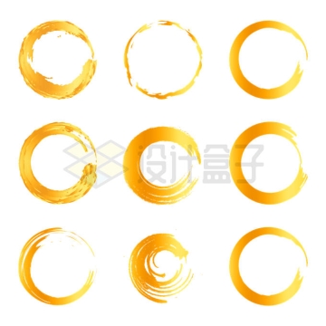 9款金色毛笔画涂鸦圆圈圆环装饰8341275矢量图片免抠素材