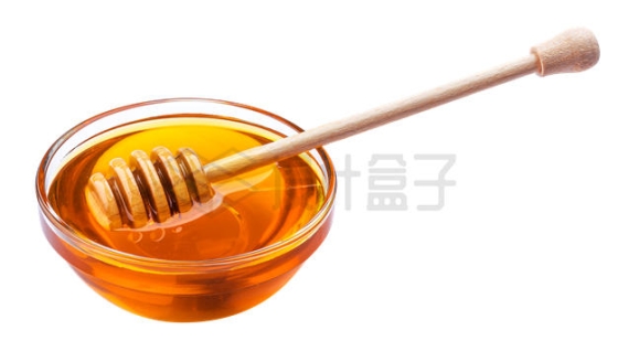 蜂蜜棒和玻璃碗中的浓稠蜂蜜美味美食8724434PSD免抠图片素材