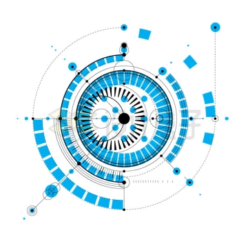 科技风格蓝色圆环装饰图案9317340矢量图片免抠素材