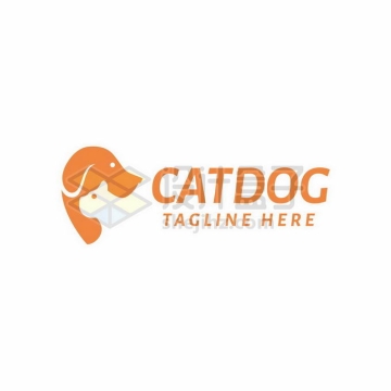 狗狗和猫咪头部组成的创意宠物类logo标志设计7799075矢量图片免抠素材