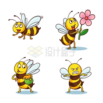 四款可爱的卡通小蜜蜂9528661矢量图片免抠素材