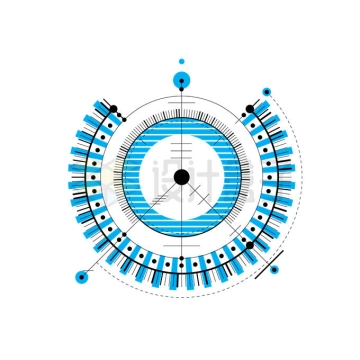 科技风格蓝色圆环装饰图案4446105矢量图片免抠素材