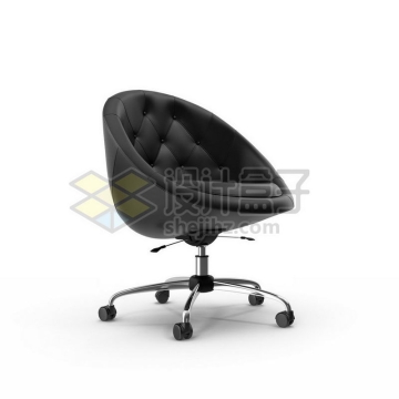 3D立体高清黑色皮质转椅家用电脑椅办公椅子7763811图片免抠素材
