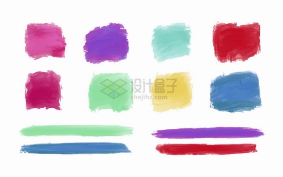 各种彩色水彩画笔触方框和线条png图片素材