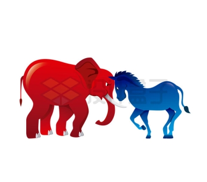 正在决斗的大象和毛驴象征了美国驴象之争党争问题8957716矢量图片免抠素材