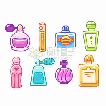  8 cartoon style perfume bottle png picture scratch free vector material