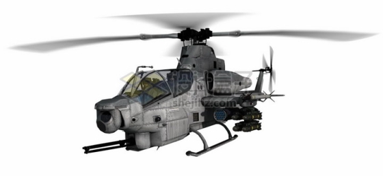 飞行中的美军AH-1Z武装直升机png图片免抠素材