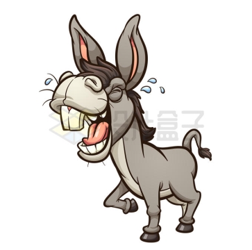 笑出眼泪哈哈大笑的卡通毛驴搞笑动画片动物2482579矢量图片免抠素材