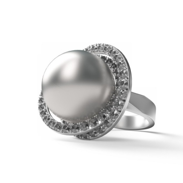 鸽子蛋大的银色镶钻珍珠戒指655731png图片素材