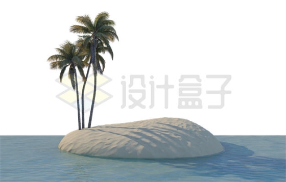 砂质珊瑚岛上的3棵椰子树小岛风景6924430PSD免抠图片素材