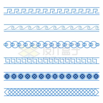 6款蓝色复杂花纹图案边框装饰4796112矢量图片免抠素材