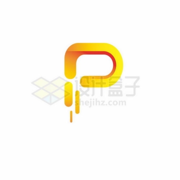 3D立体创意黄色大写字母P标志logo设计6319974矢量图片免抠素材