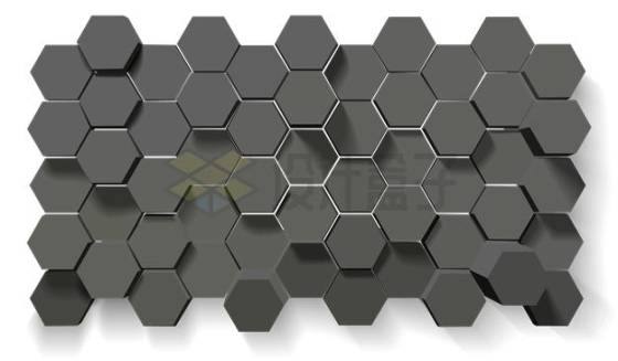 黑色3D立体六边形高低不同抽象背景图案3676294矢量图片免抠素材