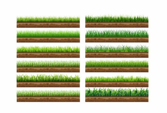 12款土壤解剖图地面上的草地草坪草地png图片免抠矢量素材