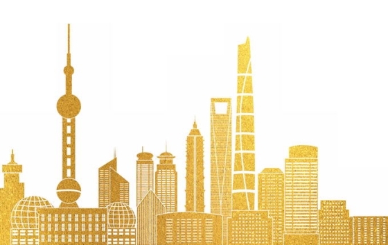金粉风格上海地标建筑剪影图案1142754免抠图片素材