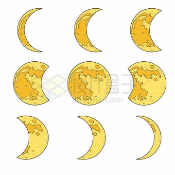 黄色月球月亮月相变化图1195692矢量图片免抠素材