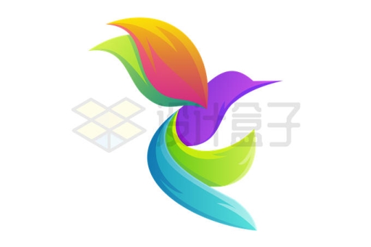 一只彩色抽象蜂鸟logo设计方案6561769矢量图片免抠素材