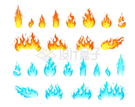 各种红色和蓝色卡通火焰3235455矢量图片免抠素材