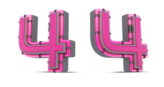 C4D风格粉红色3D立体数字四4艺术字体474712免抠图片素材